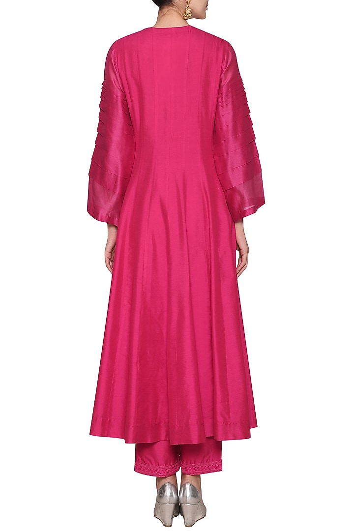Pink embroidered anarkali set available only at Pernia's Pop Up Shop.
