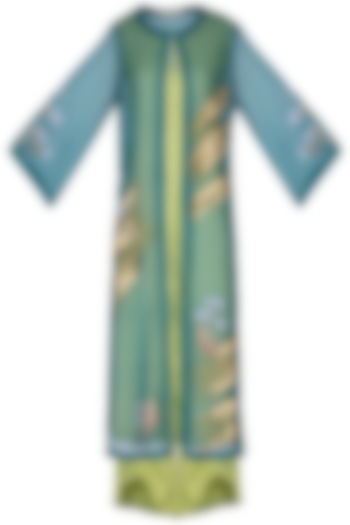 Green Embroidered Kurta with Pants and Jacket by Devnaagri