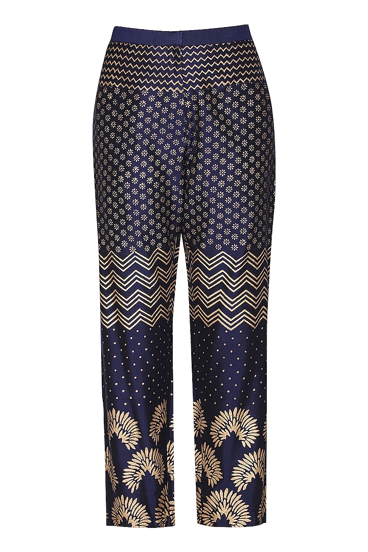 Navy blue embroidered anarkali set available only at Pernia's Pop Up Shop.