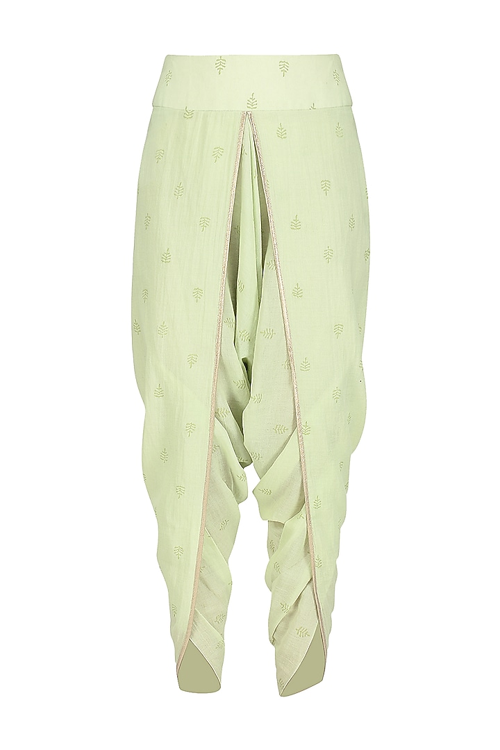 Light green embroidered short anarkali with dhoti pants set available only at Pernia's Pop Up Shop.