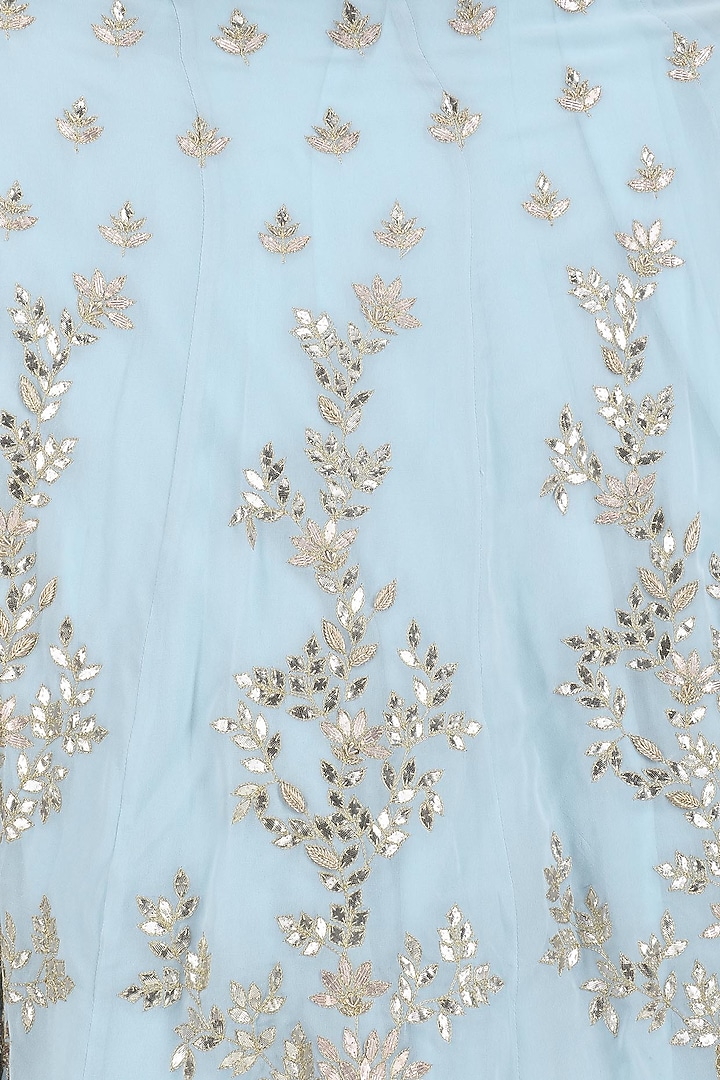 Ash blue embroidered lehenga set available only at Pernia's Pop Up Shop.