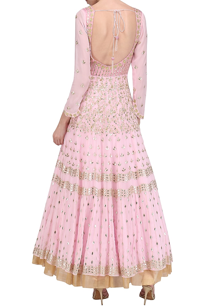 Pink embroidered anarkali set available only at Pernia's Pop Up Shop.