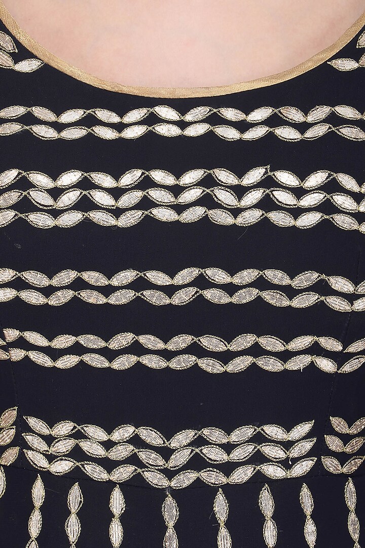 Navy blue embroidered anarkali set available only at Pernia's Pop Up Shop.