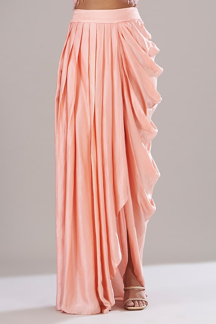Peach Tulle & Modal Cape Set by DiyaRajvvir at Pernia's Pop Up Shop