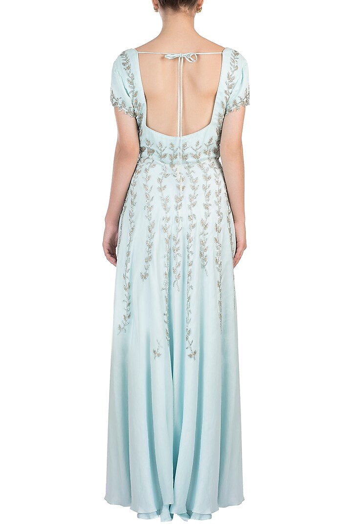 Ice blue embellished anarkali set available only at Pernia's Pop Up Shop.