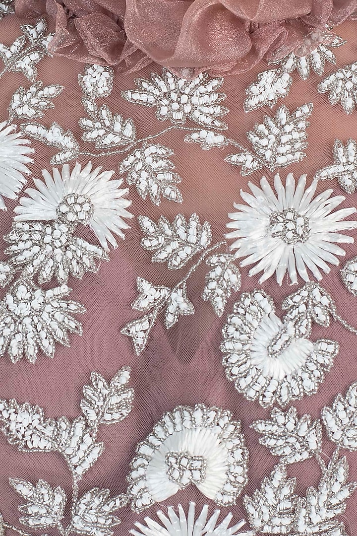 Onion pink embelished blouse with lehenga skirt available only at Pernia's Pop Up Shop.