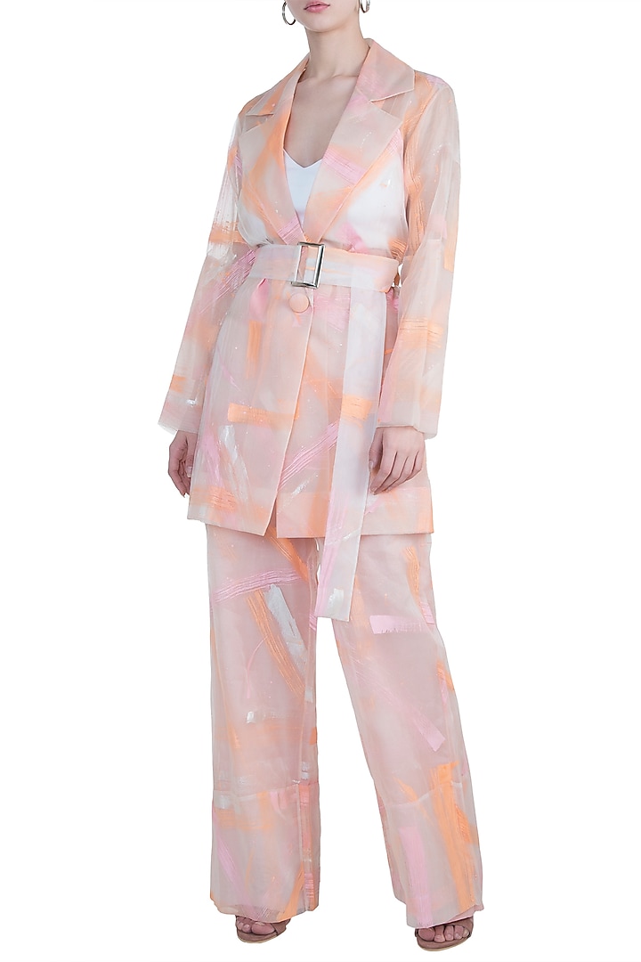 Blush pink painted suit set available only at Pernia's Pop Up Shop.