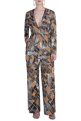 Black and gold jumpsuit by DiyaRajvvir