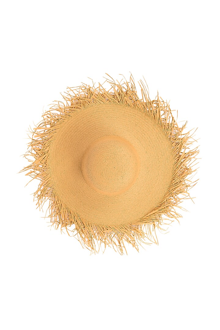 Beige Natural Grass Fringe Hat by House of Dawn at Pernia's Pop Up Shop