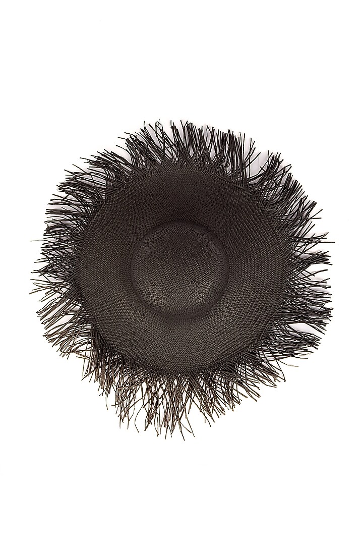 Black Natural Grass Fringe Hat by House of Dawn at Pernia's Pop Up Shop