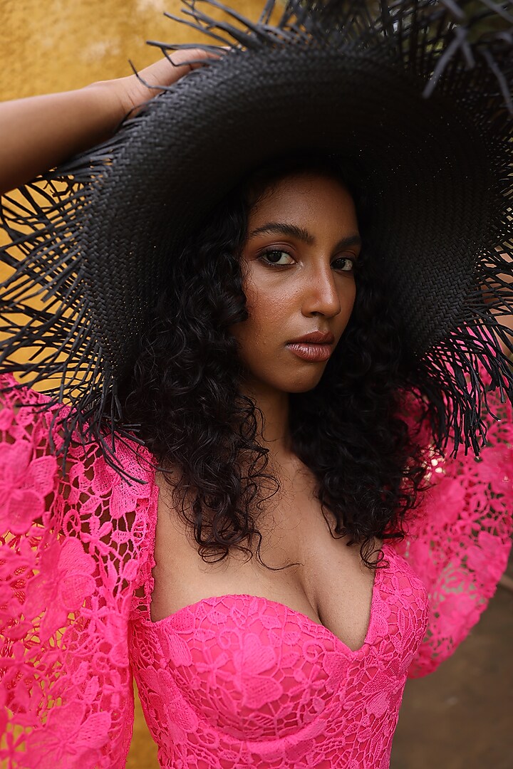 Black Natural Grass Fringe Hat by House of Dawn at Pernia's Pop Up Shop