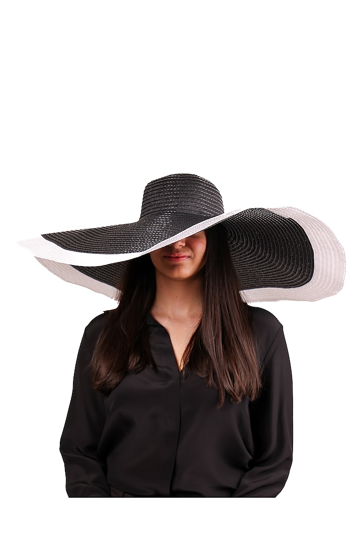 Black Natural Grass Oversized Floppy Hat by House of Dawn