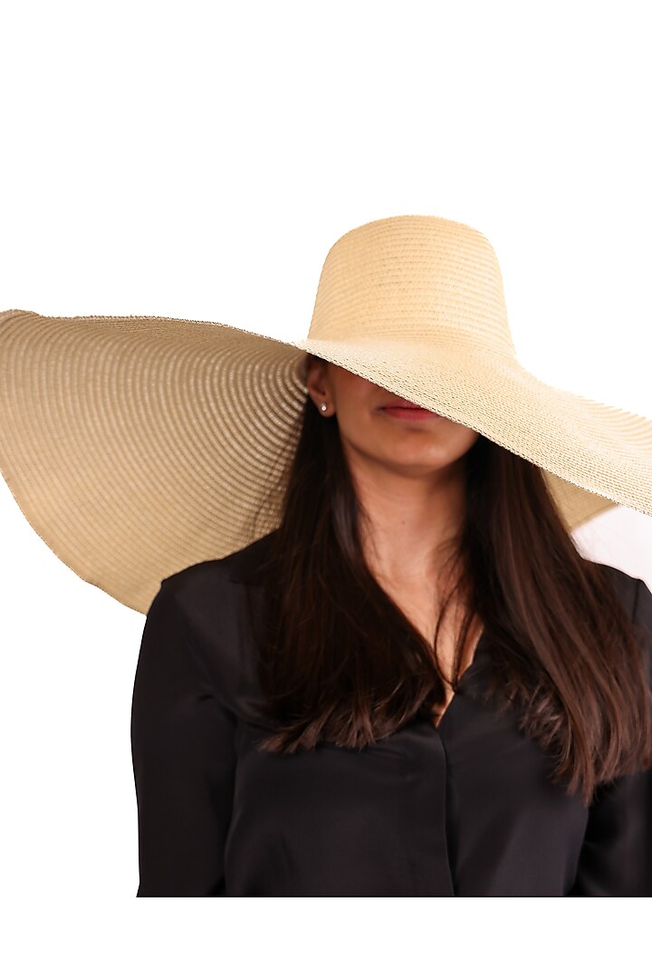 Beige Natural Grass Oversized Floppy Hat by House of Dawn at Pernia's Pop Up Shop