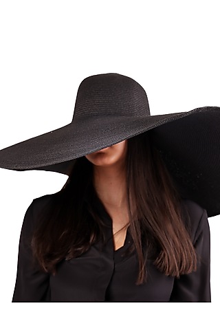 Black Natural Grass Oversized Floppy Hat by House of Dawn