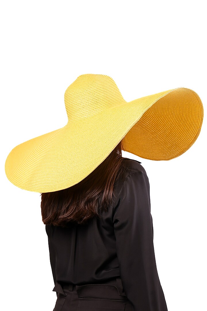 Yellow Natural Grass Oversized Floppy Hat by House of Dawn
