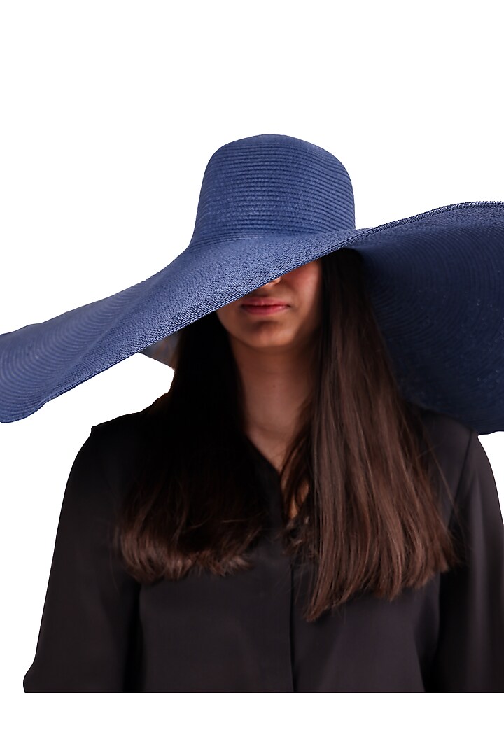 Blue Natural Grass Oversized Floppy Hat by House of Dawn at Pernia's Pop Up Shop