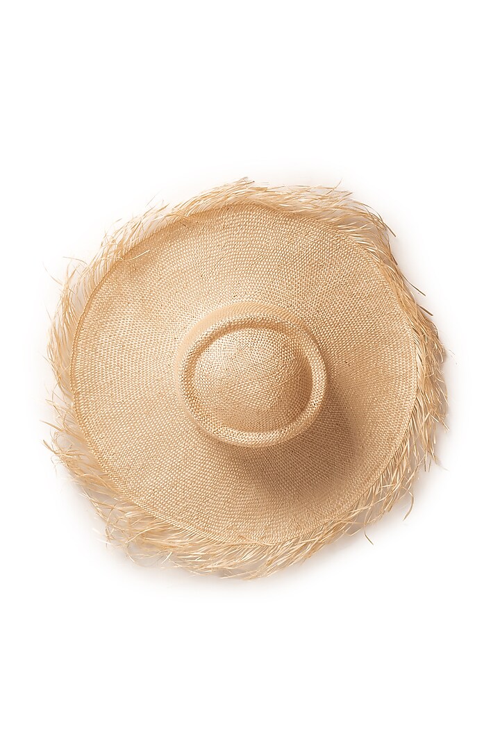 Beige Natural Grass Fringe Hat by House of Dawn at Pernia's Pop Up Shop