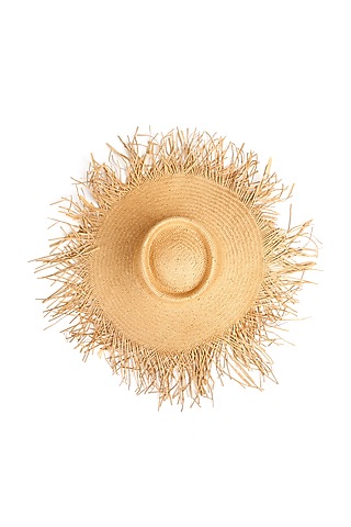 Beige Natural Grass Fringe Hat by House of Dawn