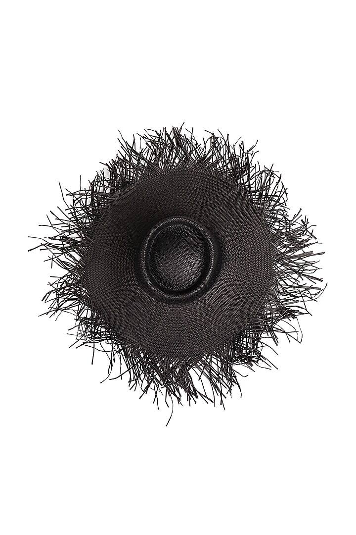 Black Natural Grass Fringe Hat by House of Dawn at Pernia's Pop Up Shop
