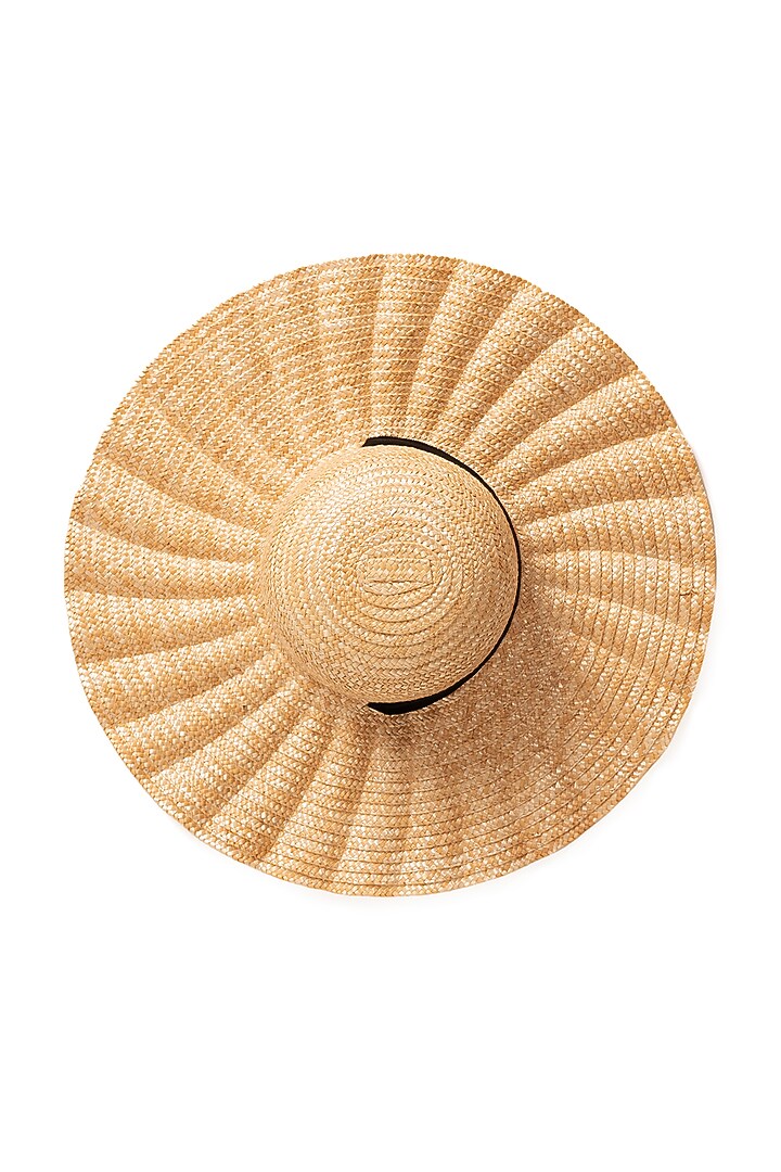Beige Natural Grass Ruffled Hat by House of Dawn at Pernia's Pop Up Shop