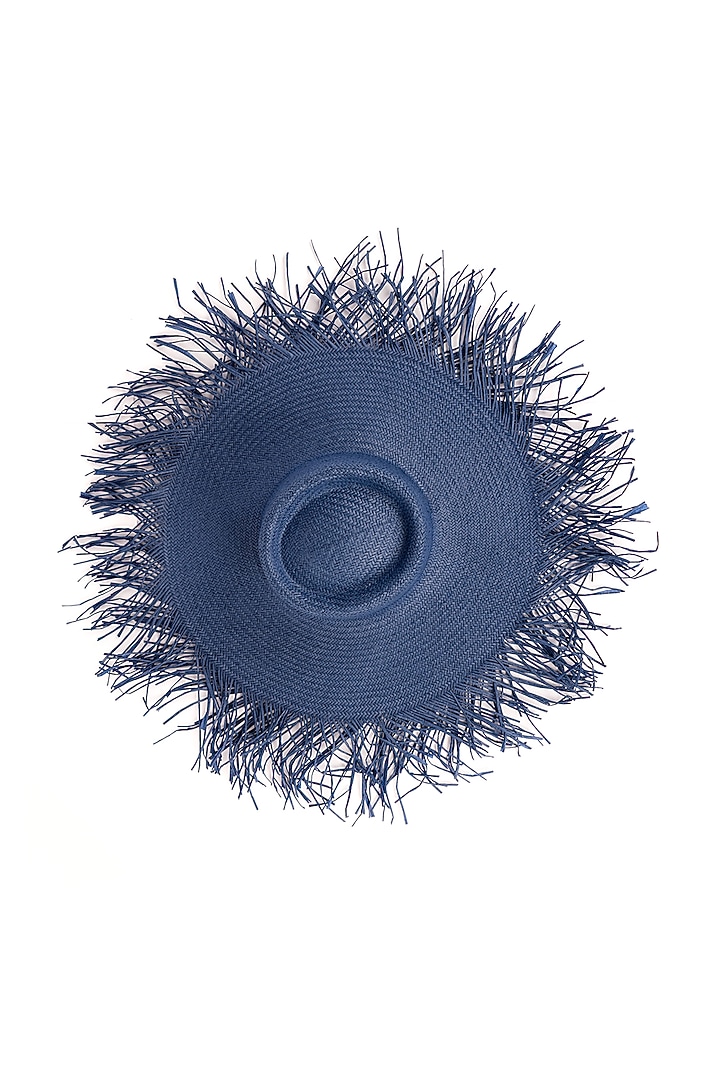 Navy Natural Grass Fringe Hat by House of Dawn at Pernia's Pop Up Shop