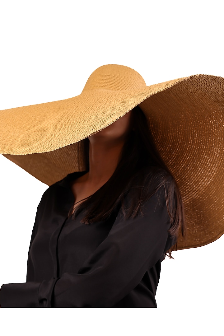 Beige Natural Grass Floppy Hat by House of Dawn