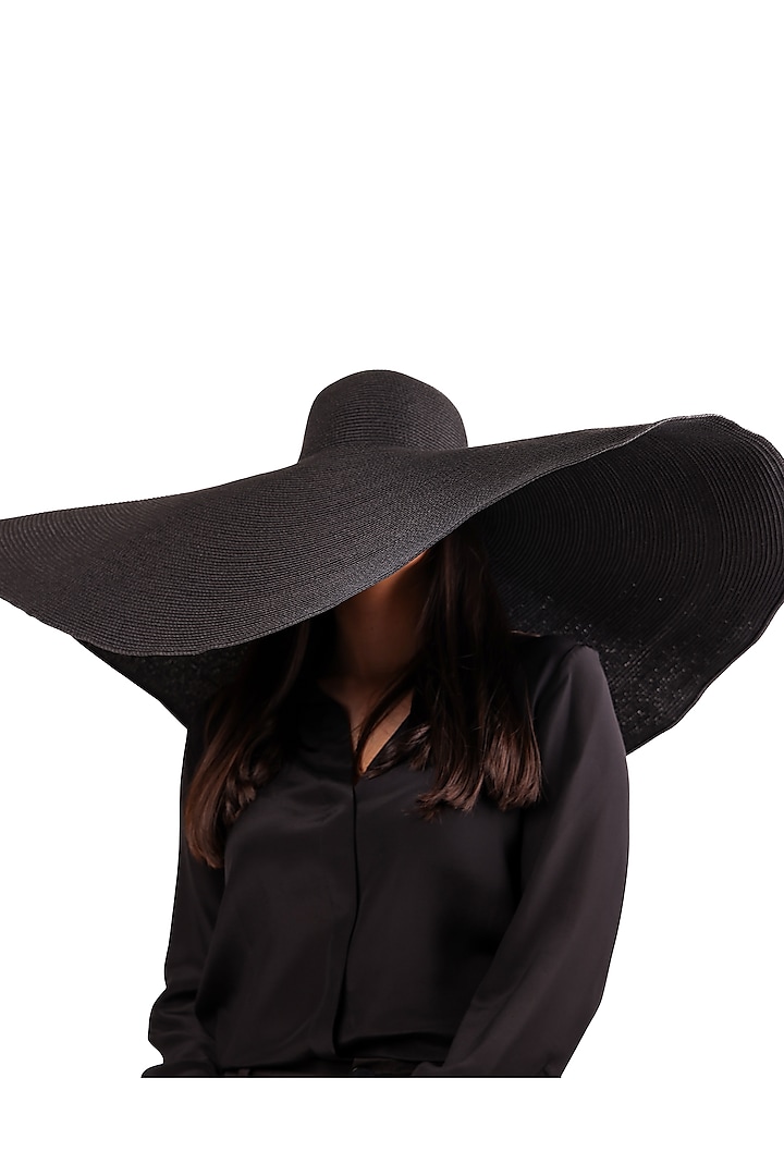 Black Natural Grass Floppy Hat by House of Dawn