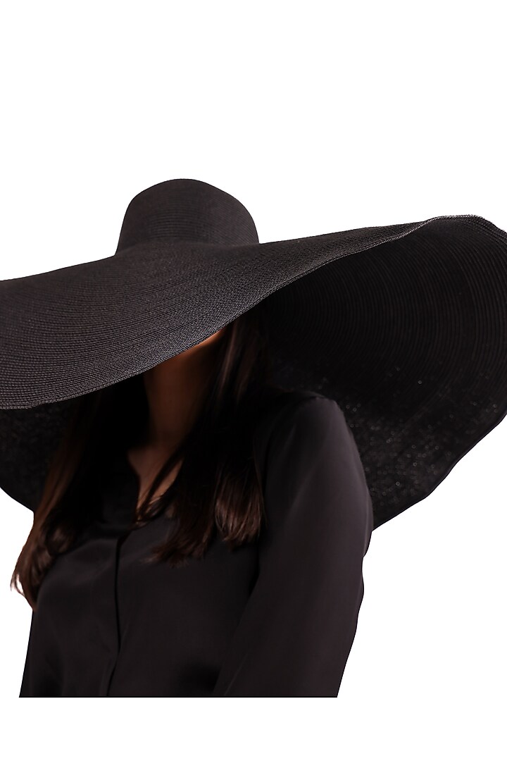 Black Natural Grass Floppy Hat by House of Dawn at Pernia's Pop Up Shop