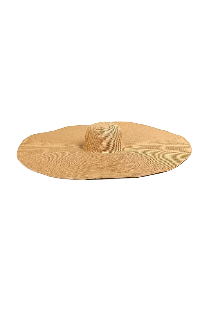 Beige Natural Grass Oversized Boater Hat by House of Dawn at Pernia's Pop Up Shop