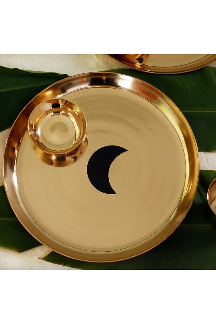 Golden Kansa Dinner Set (Set of 16) by VATA LIVING at Pernia's Pop Up Shop
