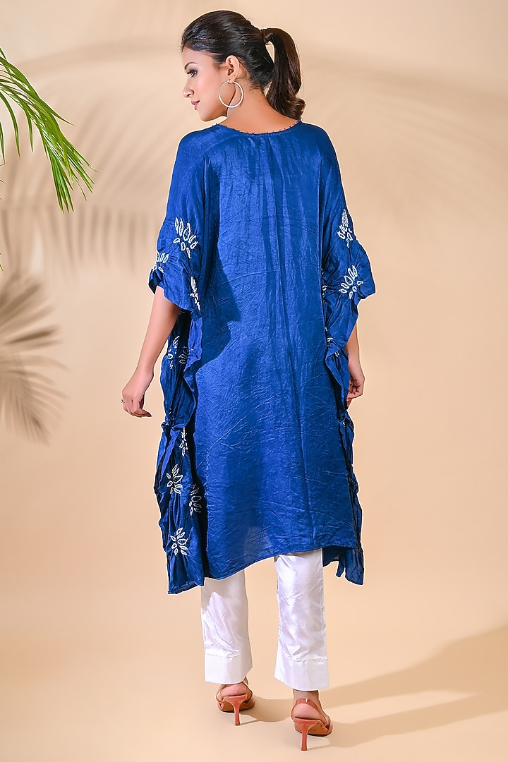 Cobalt Blue Bandhani kaftan by Dyelogue at Pernia's Pop Up Shop