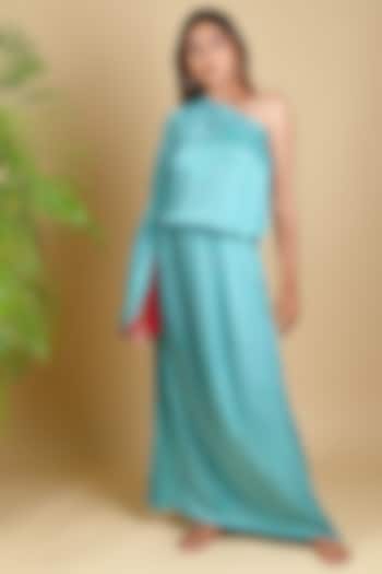 Sky Blue Bandhani Maxi Vacation Dress by Dyelogue at Pernia's Pop Up Shop