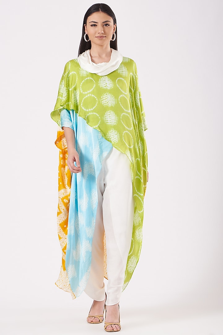 Multi-Colored Gajji Silk Cowl Top by Dyelogue