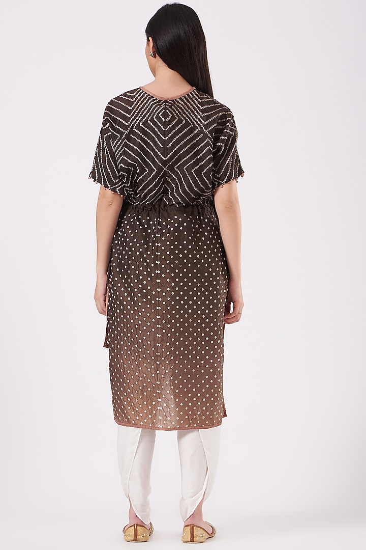 Brown Bandhani Detailed Top by Dyelogue at Pernia's Pop Up Shop