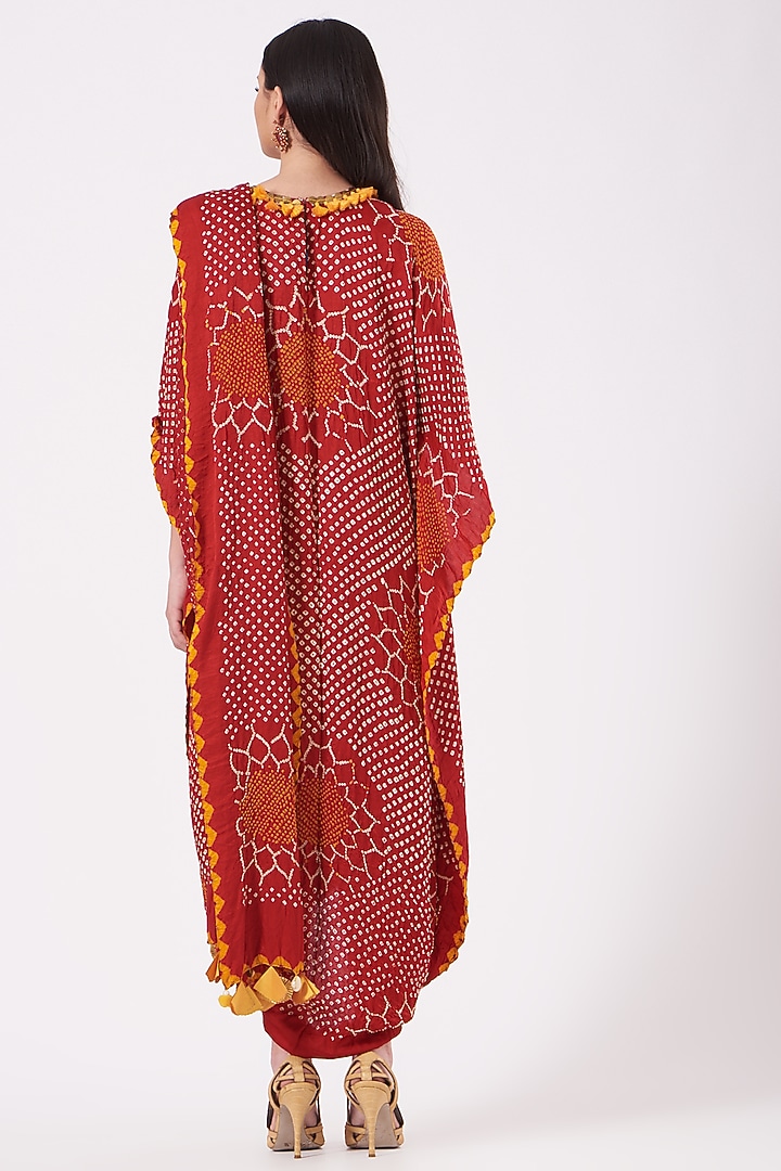 Red Cocktail Dress With Adjustable Drape by Dyelogue at Pernia's Pop Up Shop