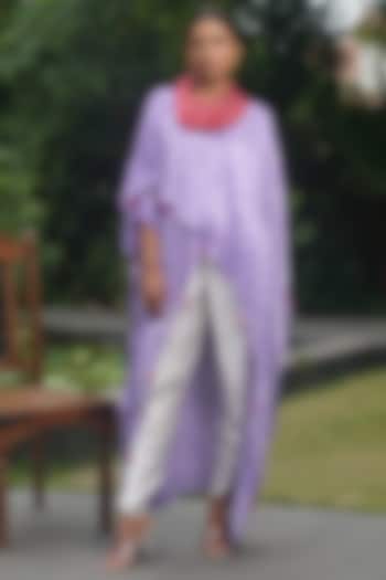 Purple Modal Silk Overlap Shibori Top by Dyelogue at Pernia's Pop Up Shop