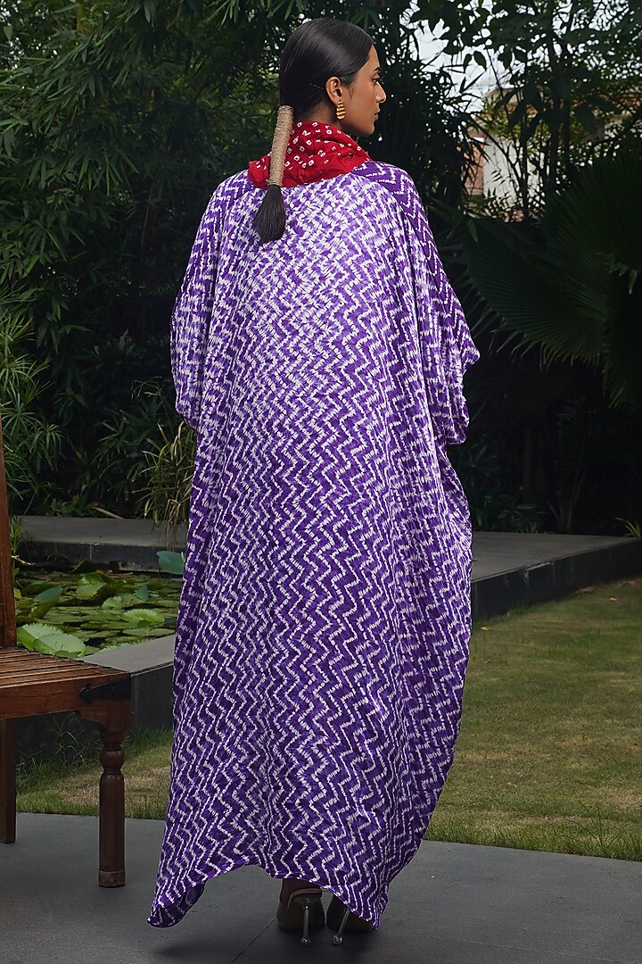 Purple Modal Silk Overlap Shibori Top by Dyelogue at Pernia's Pop Up Shop