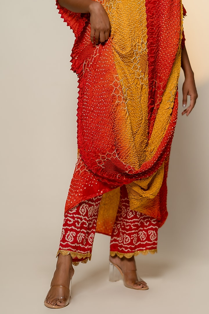 Yellow-Orange Shaded Gajji Silk Draped Maxi Cocktail Dress by Dyelogue at Pernia's Pop Up Shop