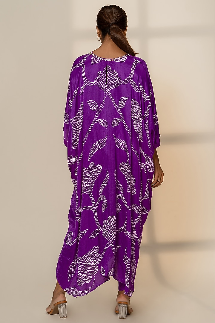 Purple Gajji Silk Asymmetric Kurta Set by Dyelogue at Pernia's Pop Up Shop