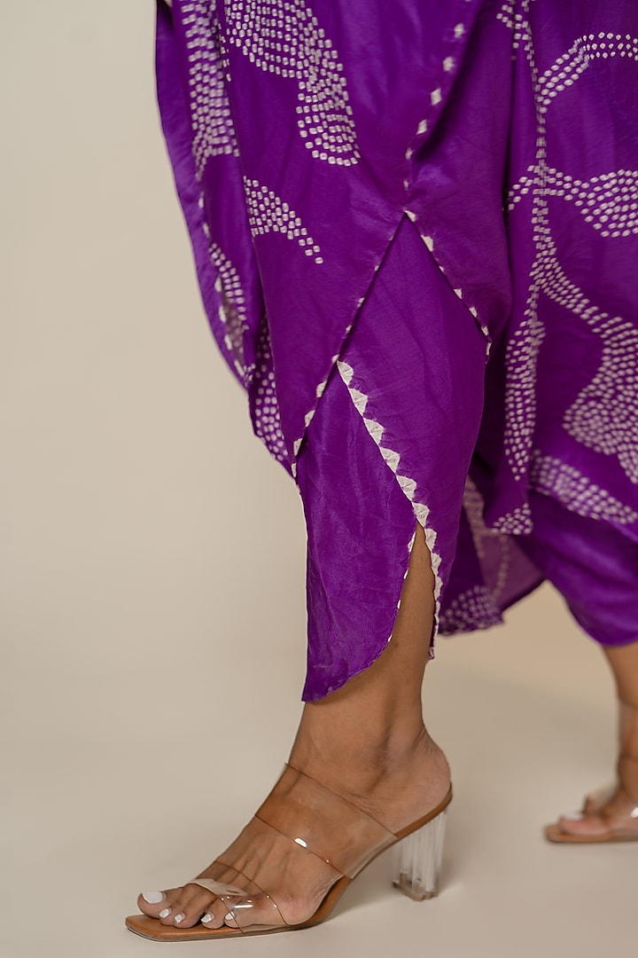 Purple Gajji Silk Asymmetric Kurta Set by Dyelogue at Pernia's Pop Up Shop