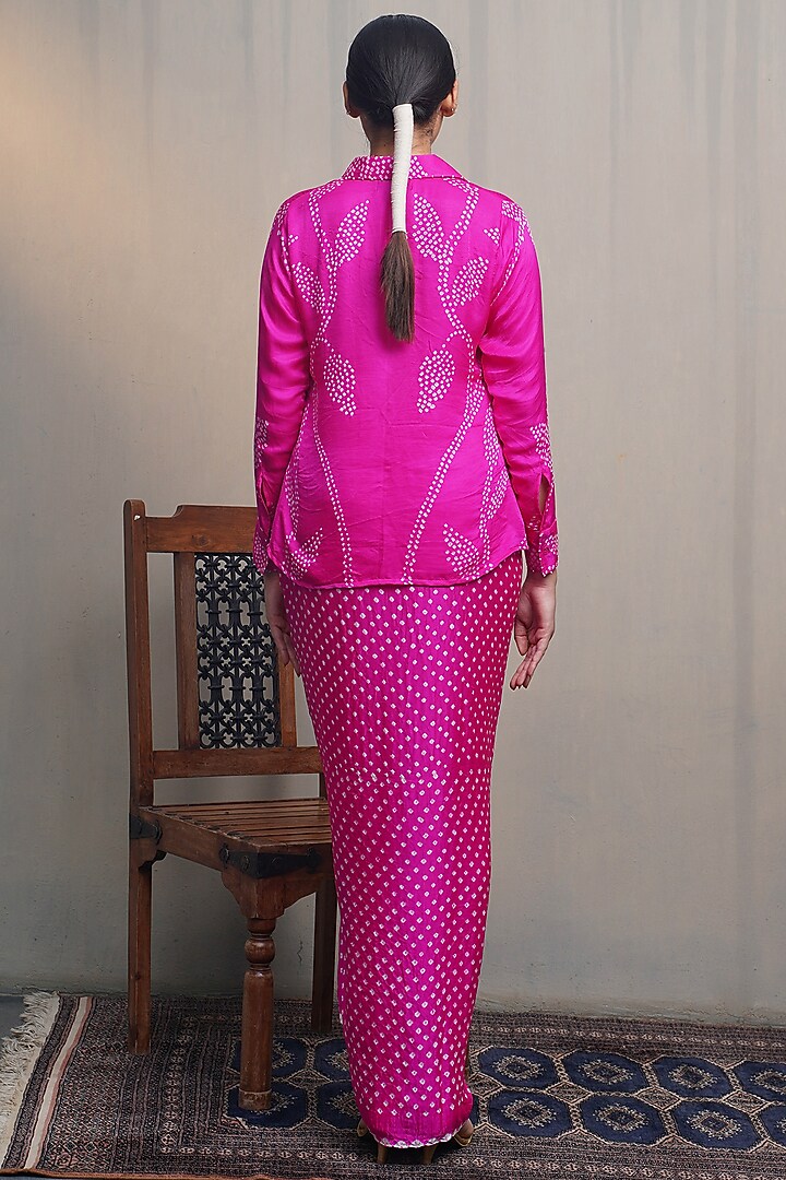 Fuchsia Pink Gajji Silk Skirt Set by Dyelogue at Pernia's Pop Up Shop