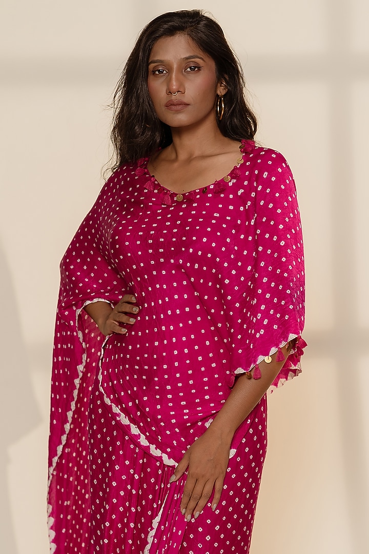 Pink Gajji Silk Pre-Stitched Cape Party Wear Saree by Dyelogue at Pernia's Pop Up Shop
