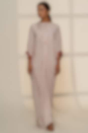 White Gajji Silk Bandhani Knot Kaftan by Dyelogue at Pernia's Pop Up Shop