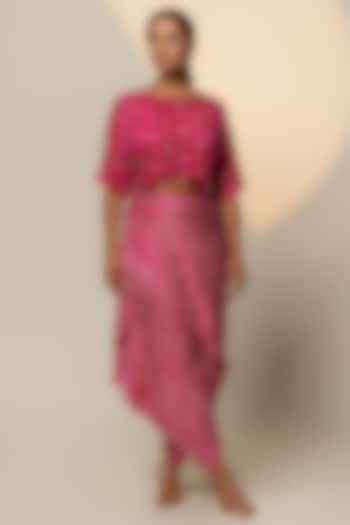 Pink Gajji Silk Bandhani Wrap Dhoti by Dyelogue at Pernia's Pop Up Shop