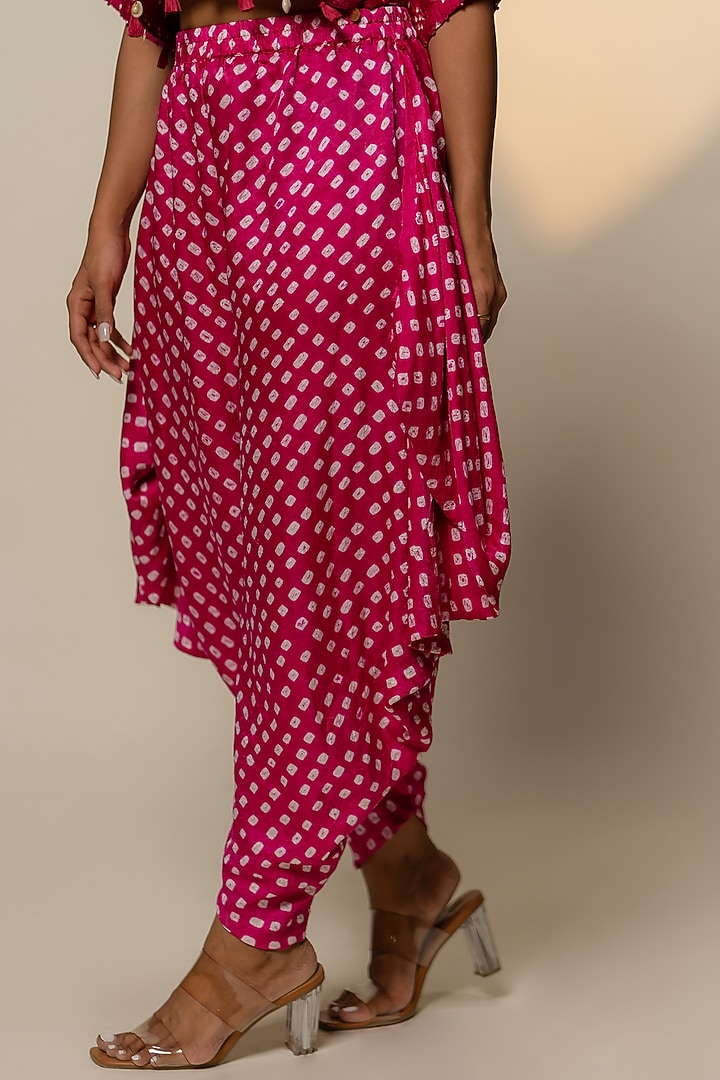 Pink Gajji Silk Bandhani Wrap Dhoti by Dyelogue at Pernia's Pop Up Shop