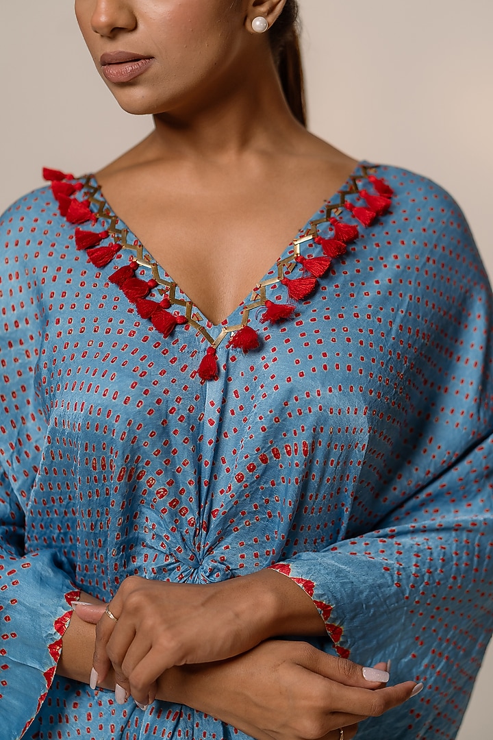 Sky Blue Gajji Silk Kurta Set by Dyelogue at Pernia's Pop Up Shop