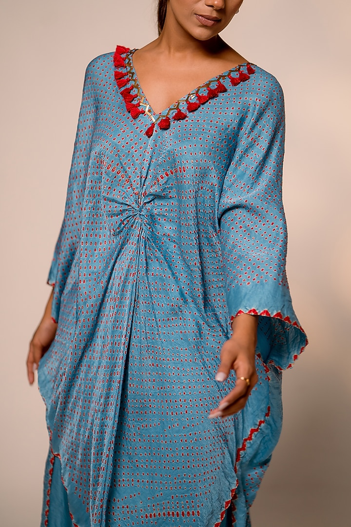 Sky Blue Gajji Silk Kurta Set by Dyelogue at Pernia's Pop Up Shop