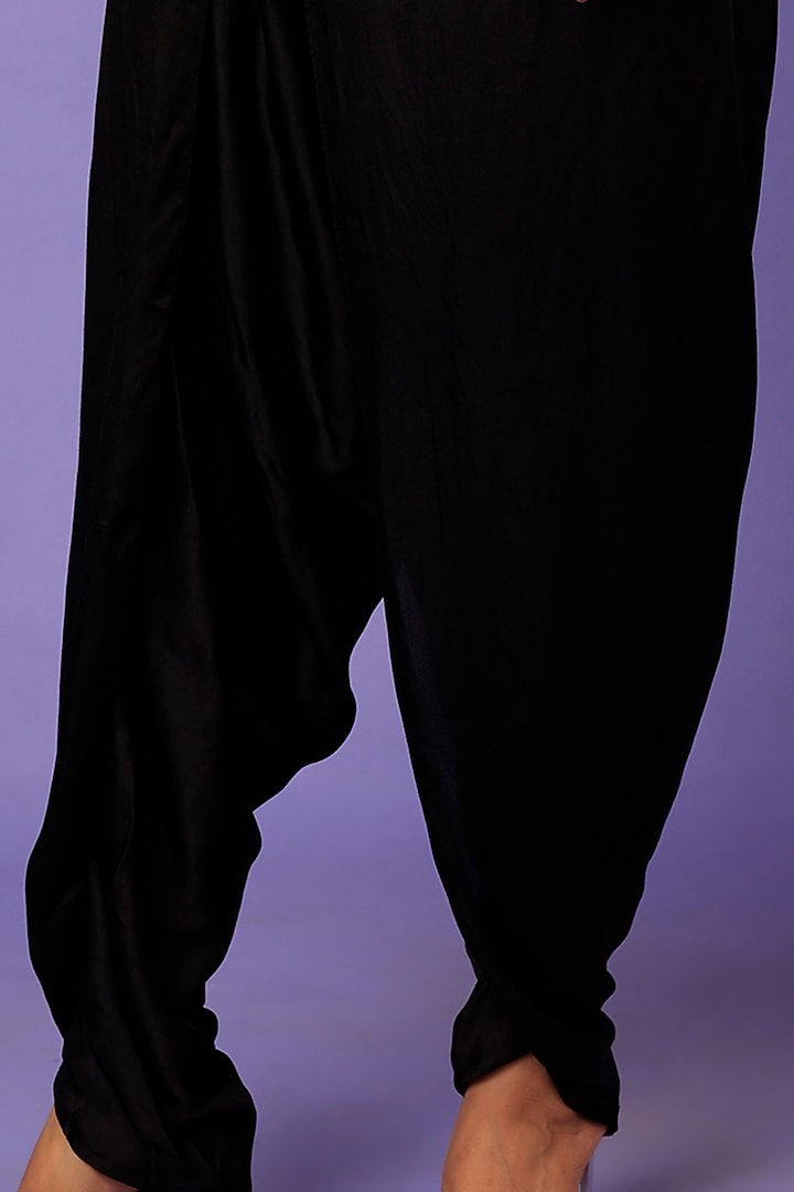 Black Modal Silk Dhoti Pants by Dyelogue at Pernia's Pop Up Shop
