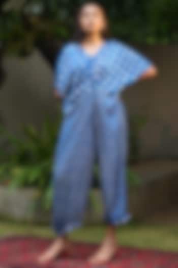 Blue Modal Silk Jumpsuit by Dyelogue at Pernia's Pop Up Shop