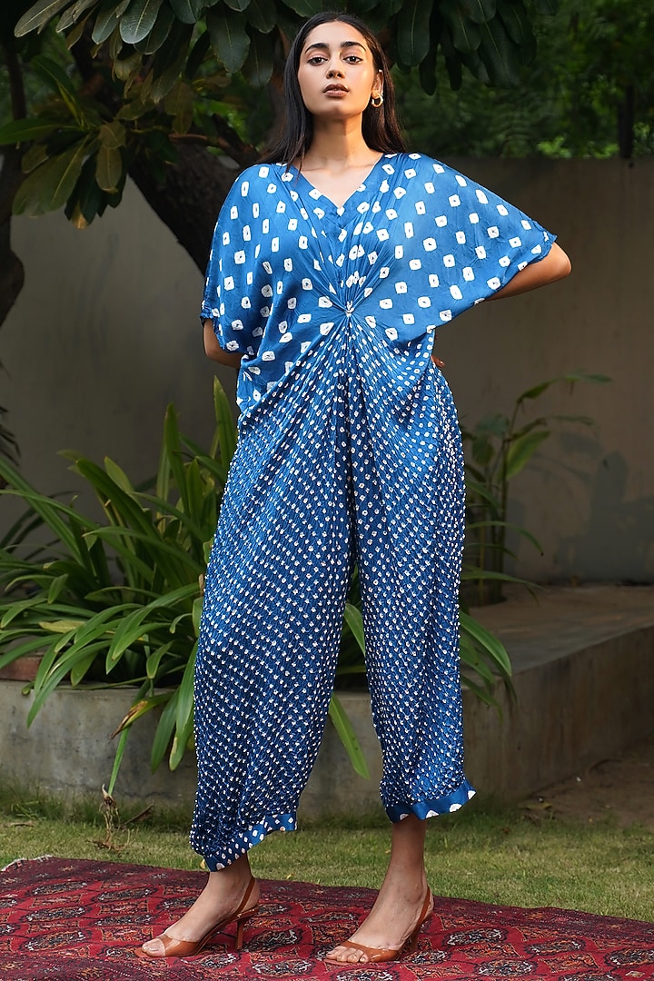 Blue Modal Silk Jumpsuit by Dyelogue at Pernia's Pop Up Shop